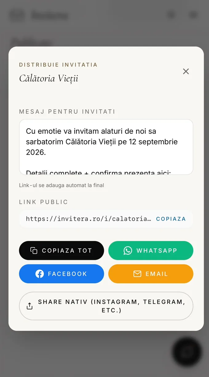 Trimiți invitația